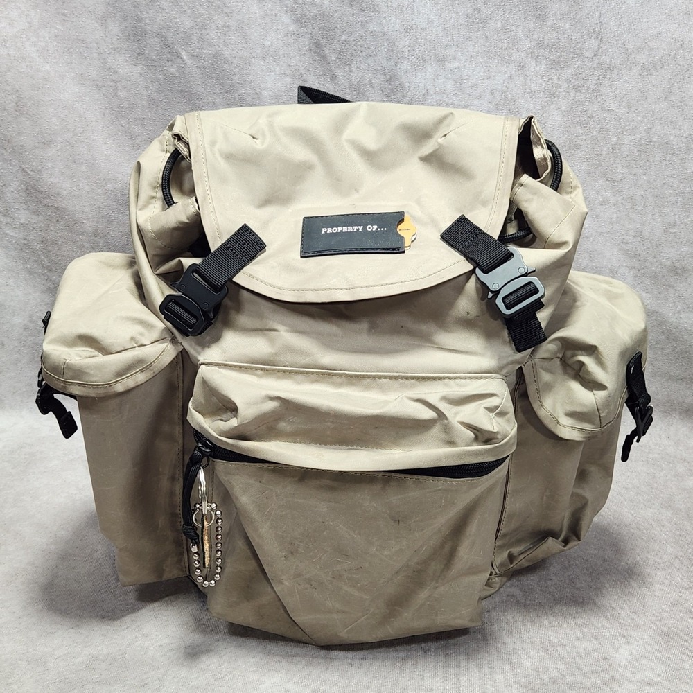 Property Of... JOSH Rucksack Backpack Beige Utility Military Vegan Laptop 18L